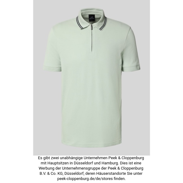 Armani Exchange Herren Mint Poloshirt Mit Kurzem Reißverschluss Klein