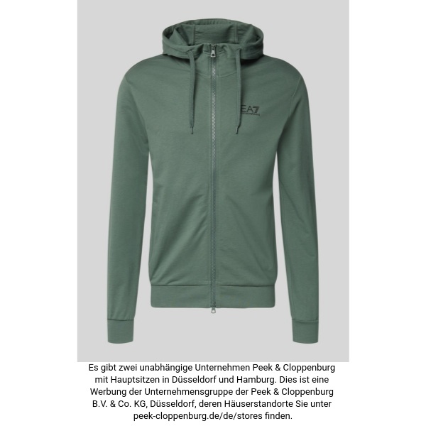 Ea7 Emporio Armani Herren Gruen Slim Fit Sweatjacke Mit Kapuze Klein