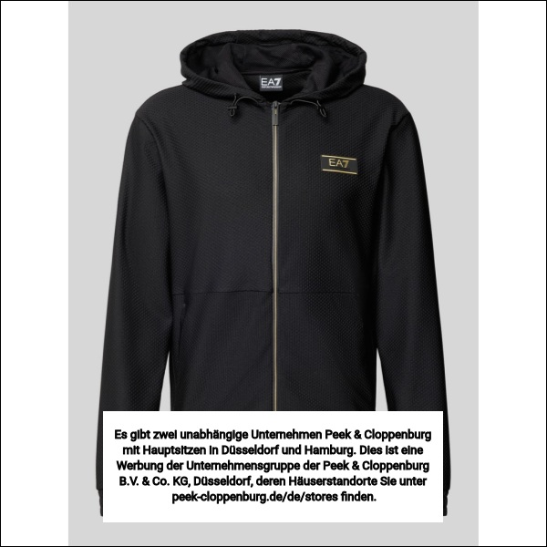 Ea7 Emporio Armani Herren Schwarz Regular Fit Sweatjacke Mit Logo-Patch